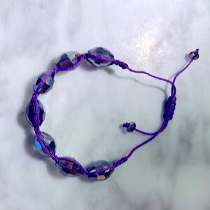 Sparkly purple bead bracelet - adjustable length